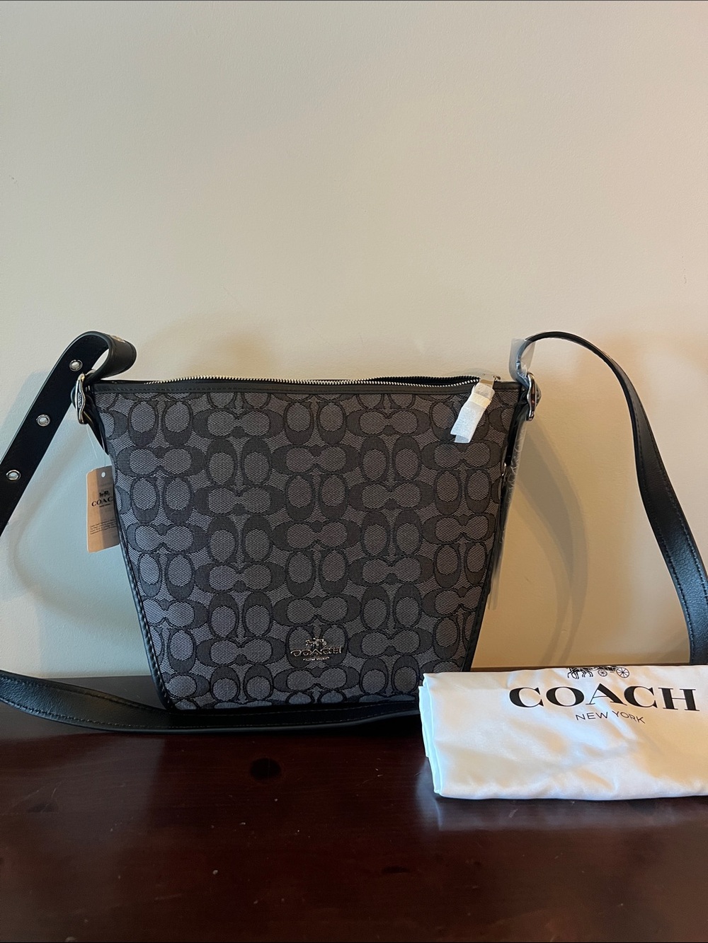 Coach Charcoal and Black Signature Crossbody Bag